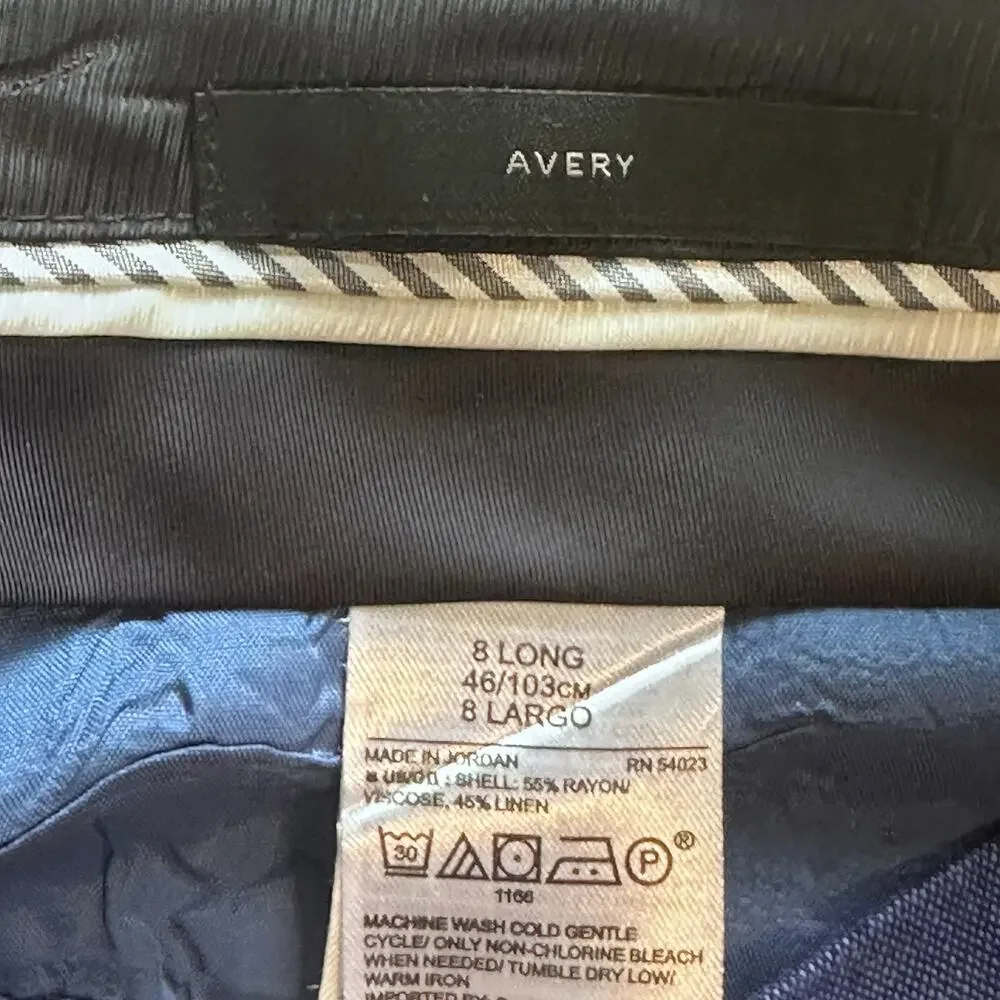 Banana Republic Avery Pants Womens Sz 8L Blue Linen Blend Trousers 8 Long Tall